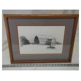 Old Barn Painting Horse Drawn Grain Drill