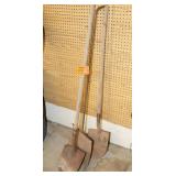 Shovels dirt and snow