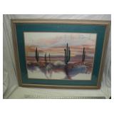 Framed Desert Southwest Sunset Watercolor Print