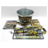 * Packer Beer Bucket, License Plate Frame, Flag,