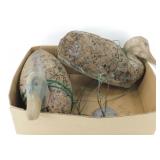 * Two Old Wood Headed Glass Eyes Decoys - Nice