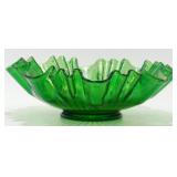 * Vintage Fenton Green Carnival Glass Bowl -