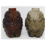 * (2) Colored Glass Wise Old Owl Banks