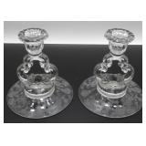 * Cambridge Rose Point Candle Holders - 1 Pair