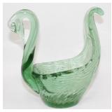 * Vintage Art Glass Swan Planter - Has Cracks