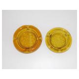 * (2) Vintage Amber Glass Mid-Century Modern