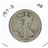 1917-D Walking Liberty Silver Half Dollar