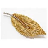 Vintage Rhinestone Feather Brooch