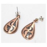 Vintage 1980ï¿½s Copper Pierced Earrings, Native