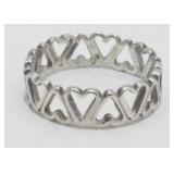 Sterling Silver Heart Band Ring, 1.93 grams, Size