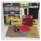 Large Group of Sanding Paper Sheets, Discs, Bands