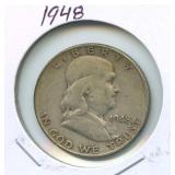 1948 Franklin Silver Half Dollar - First Year of