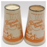 2 Vintage Unused Riverside Dairy Waxed Cardboard
