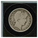 1908-D Barber Silver Half Dollar