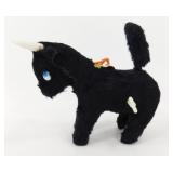 Vintage Wind-Up Black Fur Bull w/ Spinning Tail &