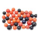 Vintage Brick and Black Marbles, Some Containing