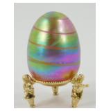 * Vintage Iridized Glass Paperweight, Carnival