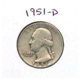1951-D Washington Silver Quarter