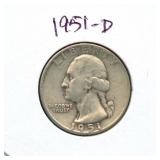 1951-D Washington Silver Quarter