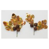 Wood & Metal Leaf Acorn Set of 2 Wall Accents