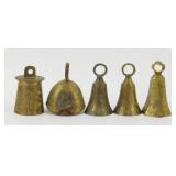 5 Metal "Brass?" Bells India