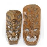 * 2 Wooden Wall Masks