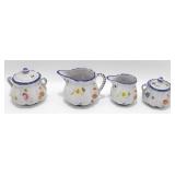 * Ceramic White and Blue Floral Creamer / Sugar