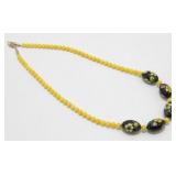 Vintage Yellow Stone and Cloisonnï¿½ Bead Necklace