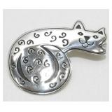 Vintage Sterling Silver Cat Brooch, 8.47 grams
