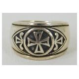 Vintage Sterling Silver Templar Cross Ring - Size