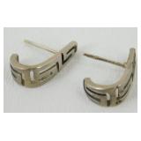 Vintage Sterling Silver Greek Key Earrings - ï¿½ï¿½