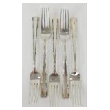 5 Sterling LUNT Madrigal Dinner Forks - 256 grams