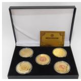 5 Gold Plated Coin Year of The Dragon Set