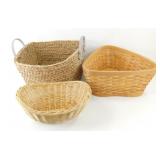 * Lot of 3 Wicker Type Braided Baskets