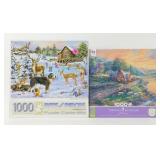 (2) Puzzles Thomas Kinkade & Snow Day, Lets Play!