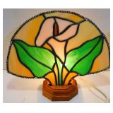 *Vintage Stained Glass Calla Lily Accent Lamp -