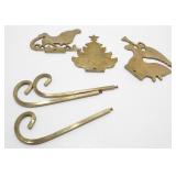 3 Vintage Brass Christmas Stocking Holders