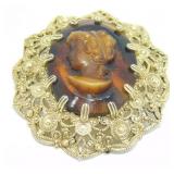 Vintage Cameo Brooch, Marked Made in Germany