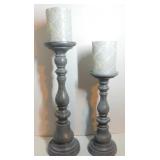 * 2 Large Wooden Candle Stick Holders with 2