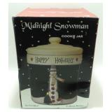 * NIB Midnight Snowman Cookie Jar