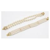 Two Vintage Pearl Bracelets, 8ï¿½ Knotted Double