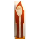 * 20" Folk Art Wooden Santa. Hand Painted