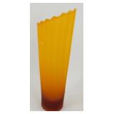 * MCM Frosted Orange to Red Orange 8.25" Vase w/