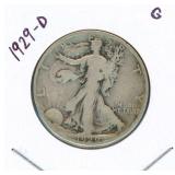 1929-D Walking Liberty Silver Half Dollar