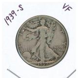 1939-S Walking Liberty Silver Half Dollar