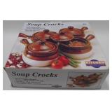 * Stoneware Chili Bowl Set: 4 Bowls with Handle
