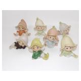 * (7) Homco Pixie Flower Child Bisque Figures