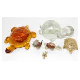 * (5) Collectible Turtles: Art Glass, Shell Art,