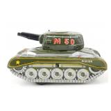 Vintage Alps Tin Litho Friction Army Tank