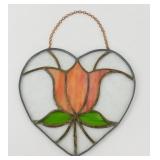 Vintage Stained Glass Flower Heart